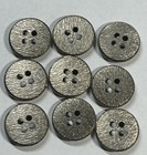 Buttons 9 Silver 4-hole Round With Large Rim Metal 1 7 Cm Vtg