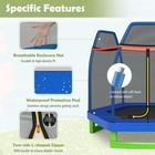Topbuy 7ft Kids Trampoline Round Bounce Jumping Bed W  Safety Enclosure Net