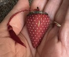 Antique Victorian Sewing Pin Needle Cushion Strawberry Emery Sterling Top