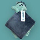 Carters Plush Navy Aqua Dinosaur Dino Security Blanket Lovey Baby Toy  68479