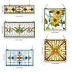 Uimoso Tiffany-inspired Stained Glass Hanging Panel W  Chain 20x20-32x17 Inches