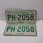 1971 Colorado License Plate Pair Farm Truck Ph-2058 Man Cave Bar