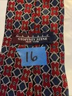 Geoffrey Beene Red And Navy Geometric Silk Tie