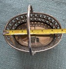 Aromatique Silverplate Oval Basket Hinged Handle Reticulated 6    X 4    Inches