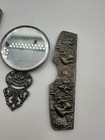 Vintage Ornate Silver Plated Comb Mirror  Floral Sturdy Plastic Teeth Holder