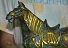 11 6  Old Chinese Bronze Ware Gilt Fengshui 12 Zodiac Year Horse Statue