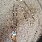 925 Sterling Silver 20  Italy Box Chain Necklace Animal Pendant Blue Turquoise