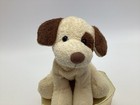 Russ Berrie Luv Pets Skeeter Puppy Dog Bean Plush 7  Cream Brown Eye Spot Vtg