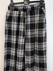 Mens Soft Lightweight Flannel Check Plaid Lounge Wear Pajama Pants S Black White