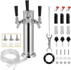 Triple Tap Draft Beer Tower  Stainless Steel 3 Flange Brewing Tower Stainless