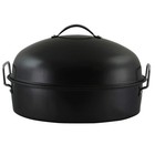 Gibson Home Roaster Pan 16  Carbon Steel Black High Dome Lid Wire Rack Handle