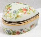 Lefton China Brand Ceramic Heart-shaped Floral Trinket Box W  Gold Trim Vintage 