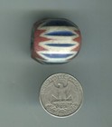 African Trade Beads Vintage Antique Venetian Glass 7 Layer Chevron Blue 26x26mm
