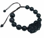Feng Shui Handmade Obsidian Pi Yao   Pi Xiu  Xie Bracelet Amulet For Wealth 