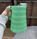1960s Vintage Green Spaghetti String Glass Pitcher   8 Tumblers Set Mcm Drink