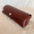 Hand-tooled Genuine Leather Eyeglass Case Hard Storage