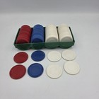 Vintage 100 Lucky Interlocking Greek Key Pattern Red White Blue Poker Chips Usa
