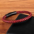Mens Leather Bracelet Braided Wristband Stainless Steel Clasp Hand Woven Band