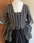 Lg Outlander  Colonial rev War  Charcoal Stripe Cotton Short Gown bodice  Nwot