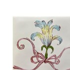 Vtg Hand-painted Ceramic Decorative Tile Blue Floral Pink Bow Wall Art 8x8