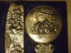 Decorative Comb And Mirror Vintage Vanity Set Silverplate Scenes Never Used