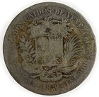 1879 Silver Venezuela 5 Bolivares Coat Of Arms Simon Bolivar Coin Better Date