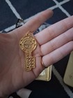 Gold Metal Key-shaped Charm Pendant  No Stone  Signs   Symbols Theme
