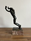 Jan   tursa Attributed Unsigned Vintage Mid Century Bronze    the Wounded     8 75   