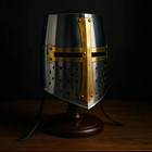Crusader Great Helmet Medieval Knight Templar Helmet Halloween Brass Cross Larp