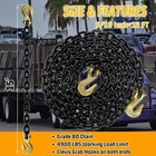 G80 5 16  Tow Chain  15 Ft Heavy Duty Chains With G70 Clevis Grab Hooks