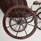 Antique Large Metal Brass Wicker Wood Vintage Tricycle Rickshaw Doll Plant Stand