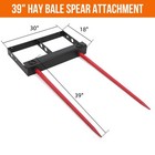 39  Dual Tine Hay Bale Spear Skid Steer Loader Tractor Bucket Attachment 4000lbs