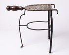 Antique Wrought Iron Fireplace Trivet Stand Brass With Wood Handle 12  Tall