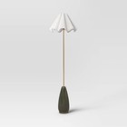 Wavy Shade Collection With Ceramic Base Floor Lamp Green - Threshold