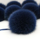 Dark Blue Fur Pom Pom  Real Fox Fur Pompom For Hat  Fluffy Detachable Pompoms