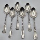 6 Antique English Sterling Silver Spoons Georgian Revival Rope Twist Set 98 Gram