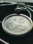 1980 Zimbabwe Rabbit Coin Pendant 18  Silver Chain  Declining Species Scrub Hare