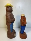 2 Vintage 1960s Smokey The Bear Plastic Coin Bank   Bubble Bath Soaky Toy Lot