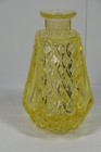 Vintage Canary Yellow Button Glass Decanter Shot Glass Bohemian Czech No Stopper
