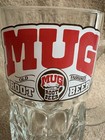 Mug Root Beer Clear Glass Mug Stein Red White Brown Logo Soda Advertising