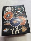 Mughal Pietra Dura Flower Motif Inlaid Marble Box Rajasthan India Lapis Malachit