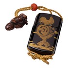 Japanese Antique Lacquer Samurai Maki-e Inro W  Netsuke   Ojime - Edo Period