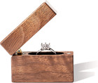 Wooden Engagement Ring Box Small Slim Flat Ring Case For Proposal wedding  walnu