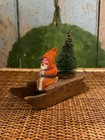 Antique German Santa On Sleigh With Santa Holding Paper Tree  