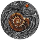 Ammonite 2 Oz High Relief Antique Finish  999 Silver Coin 5  Niue Island 2019