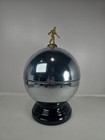 Vintage Mcm Round Metal Bowling Ball Decanter Dispenser Chrome Bar Set