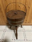 Vintage Wooden Sewing Box   Bucket On 3 Legs