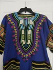 African Blue Dashiki Shirt Xl Cotton Tribal Ethnic Boho Hippie Festival Unisex 