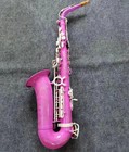 Pink Eb Alto Sax Matte White Keys Hand Engraved Bell Student Sax Kit W case