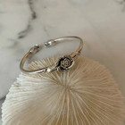 Vintage Flower Retro Rose Cuff Bangle 925 Sterling Silver Women Jewelry Bracelet